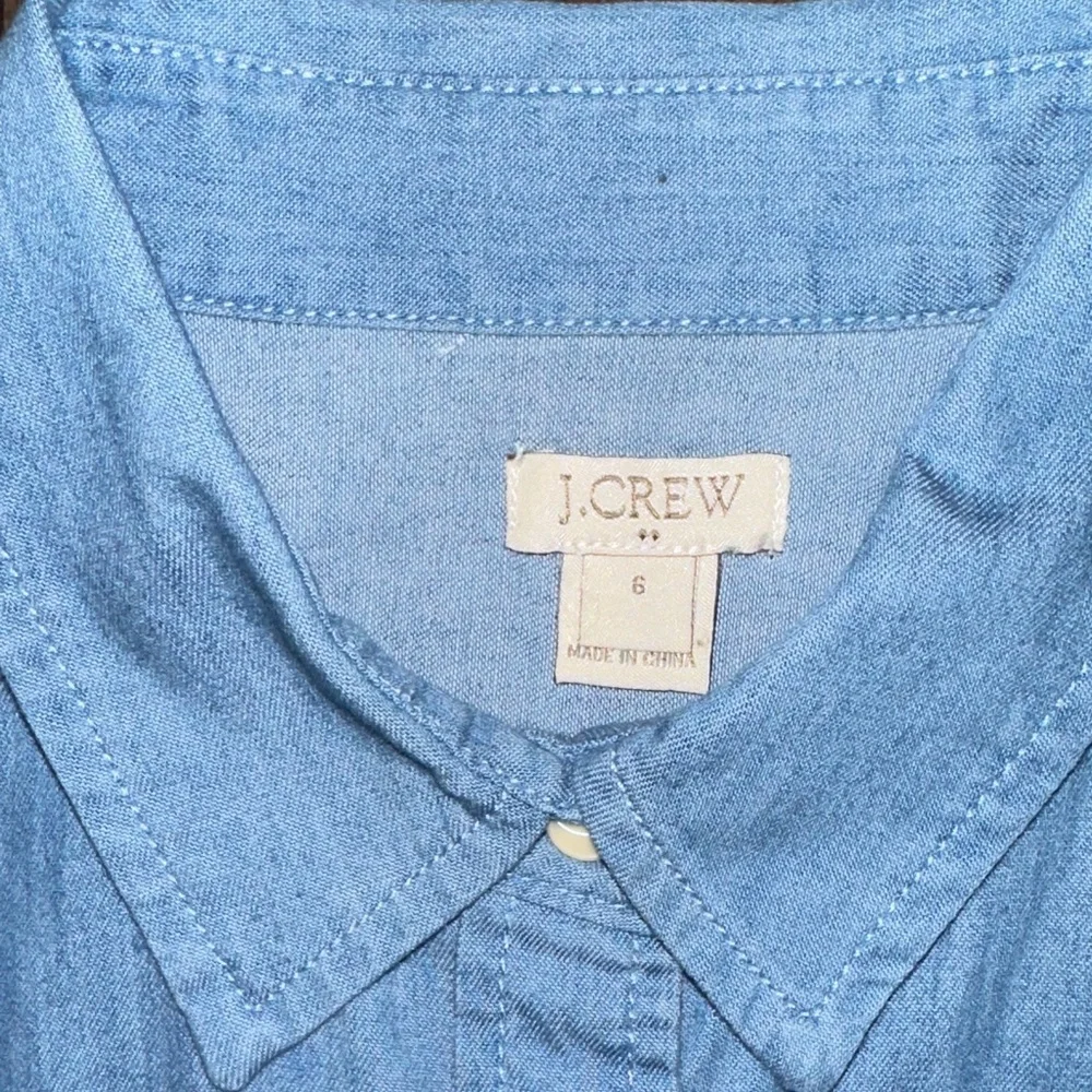 J. Crew Chambray Tie Front Sleeveless Shirt - Picture 2 of 8